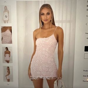 NWT Lucy in the Sky Myah Floral Tulle One Shoulder Dress in Pink, size small